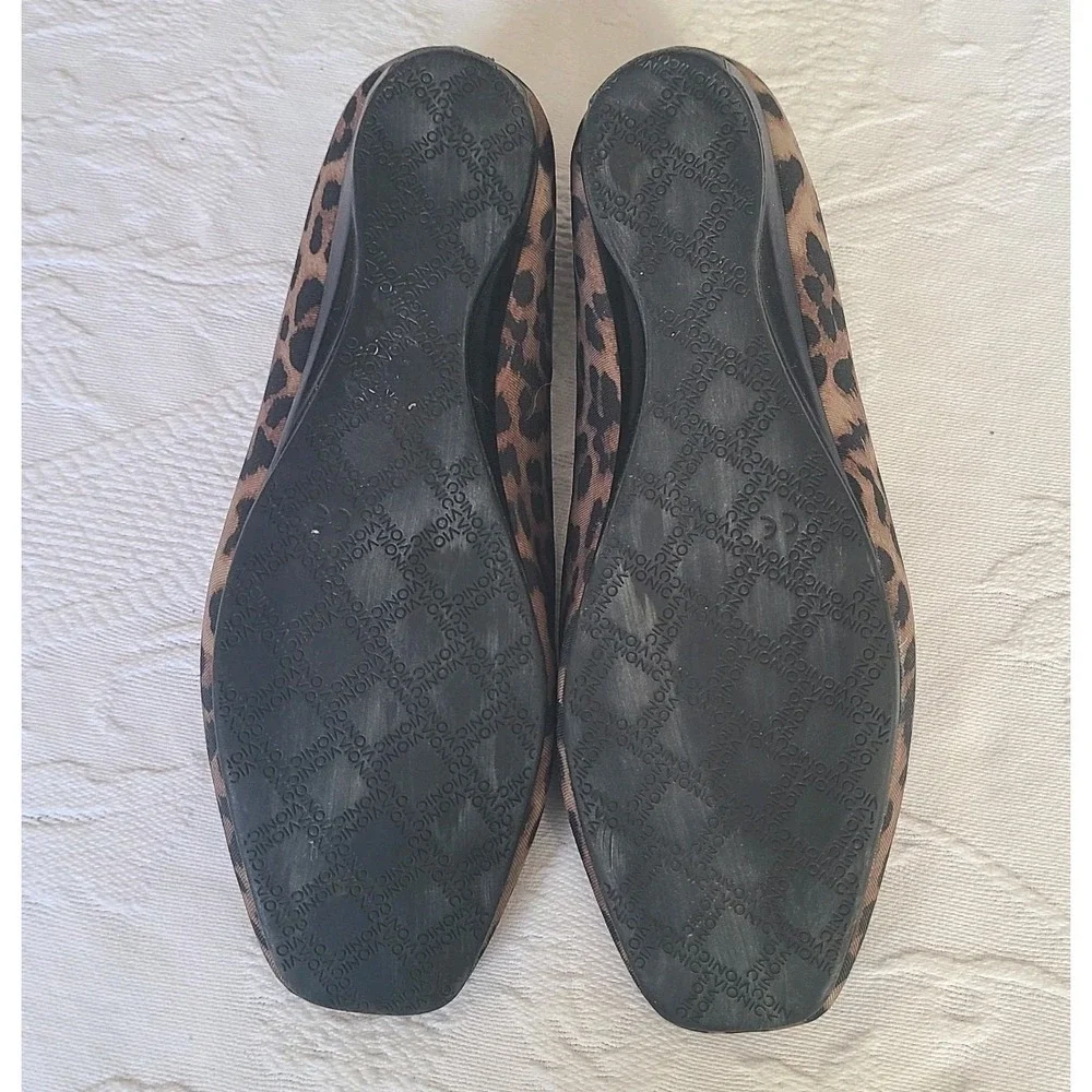 VIONIC Powell Demi Wedge Tan Leopard Comfort Orthotic Slip-on Shoes Women's Sz 8